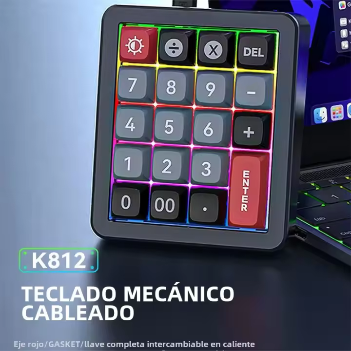 Teclado Numérico Mecánico Con Retroiluminación RGB Mini Numpad Portátil Teclas Numerales 19 Teclas Gaming Cableado Hot-Swap Switch - 1