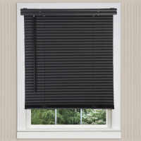 Black Plain PVC venetian Blind - Width 114cm x Drop 213cm - 25mm Horizontal Slats - Easy Fit Trimmable fitting with Tilt control Wand Mechanism - details 2