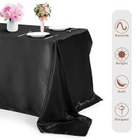 Imitación Seda Negro Satén Suelto Rectangular Para Boda Banquete Té Cubierta De Mesa Colorido Material Damasco Estilo Sencillo - details 4