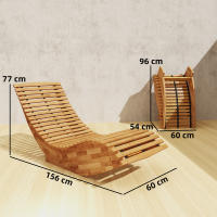 Outsunny Pack de 2 Sillas Mecedoras de Jardín de Madera, Mecedoras para Exterior Ergonómica Plegables con Diseño Listonado, para Balcón, Terraza, Patio, Carga 120 kg, 60x156x77 cm, Natural - details 7