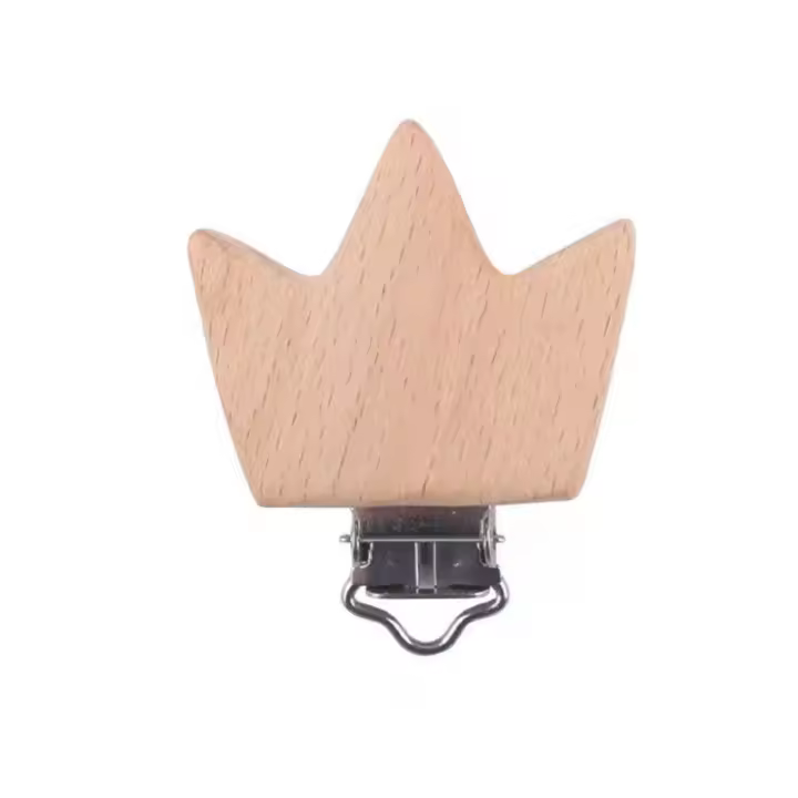 5pcs Clip De Pacificador De Madera Sika Conejo Corona Accesorios De Enfermería Hechos a Mano Joyería DIY De Abeto Para Bebés De 0 a 6 Meses - 1