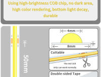 Tira De Luz LED COB Flexible DC 12V 24V 320 LEDs Blanco Cálido Y Frío Dimmable Decoración De Habitación Con 320 Lámparas Por Metro - details 4