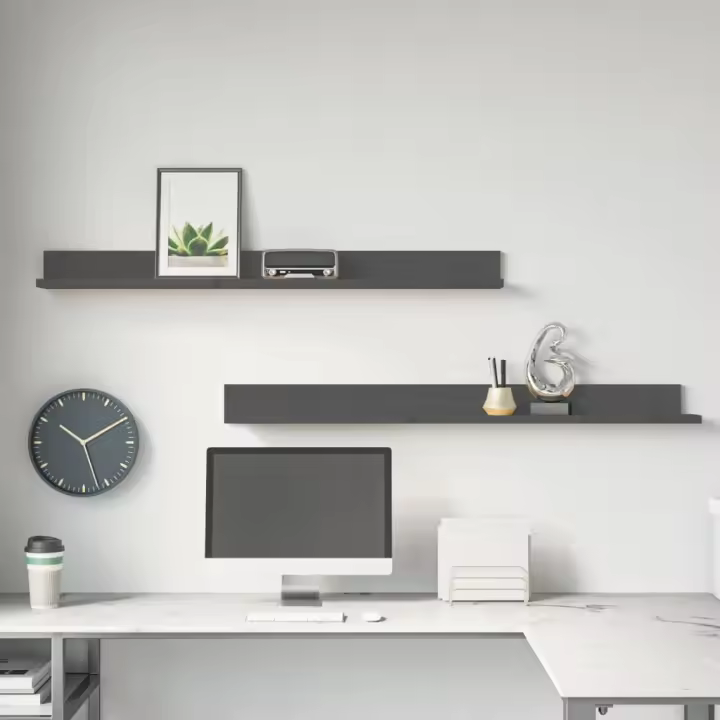 Estantes de pared 2 uds madera maciza de pino gris 110x11x9 cm - 1