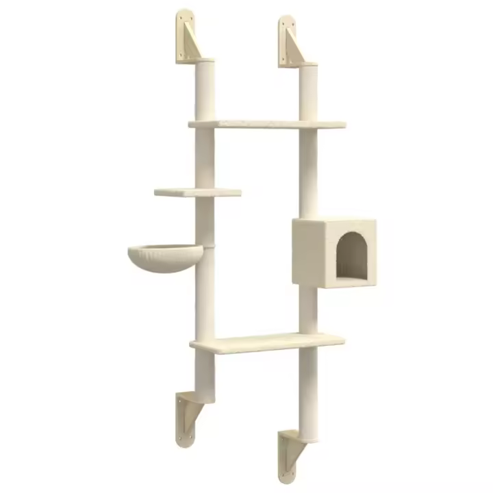 vidaXL Árbol rascador para gatos de pared 180 cm Color Crema,  Gris claro,  Gris oscuro y mas - 1