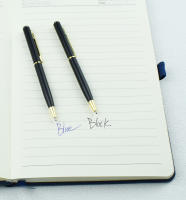 2pcs/Set Bolígrafos De Punto Fijo De Metal Mini Con Recarga Azul Y Negra Dual Portátiles Para Escuela Oficina Viaje - details 3