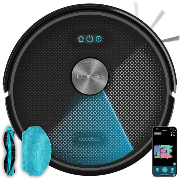 Cecotec Robot Aspirador y Friegasuelos Conga M50. Navegación Láser, 5000Pa Presión de Succión, Batería de 3200 mAh, Cepillo Multifunción para Todas Las Superficies, Cobertura hasta 160m²