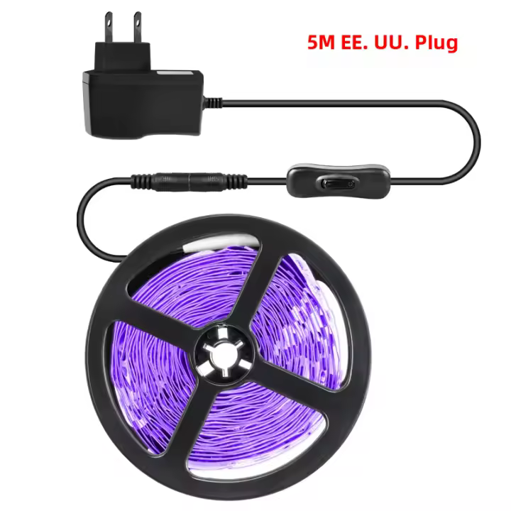 Tira De Luz LED UV DC 12V 5M 385-400nm Luz Negra 2835 SMD Lámpara UV Flexible Para Fluorescencia De Fiesta Y Glow - 1