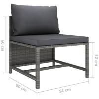 vidaXL Set de muebles de jardín 3 pzas y cojines ratán sintético gris - details 6