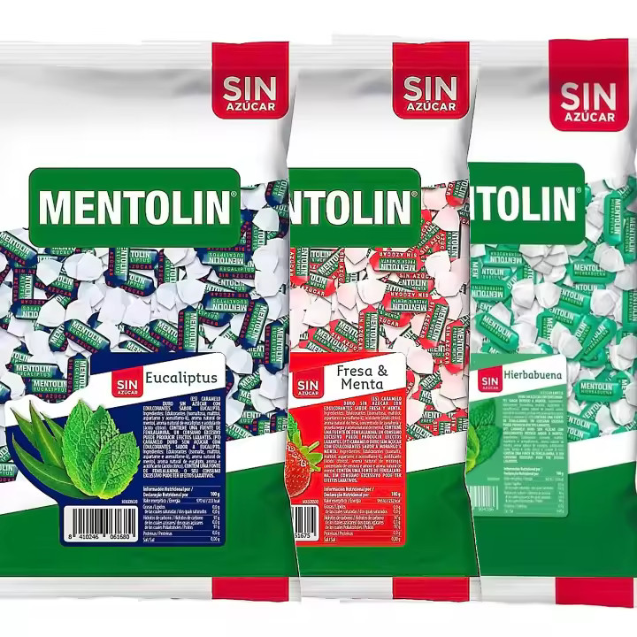 MENTOLIN PACK 3 Kg caramelos sin azúcar para la tos Eucaliptus & Fresa Menta & Hierbabuena - 1