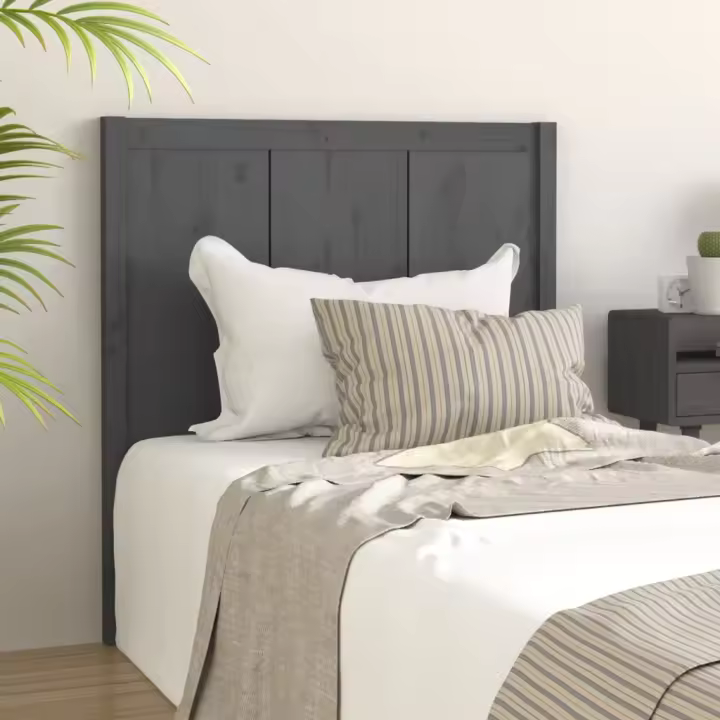 vidaXL Cabecero de cama madera maciza de pino gris 80,5x4x100 cm - 1