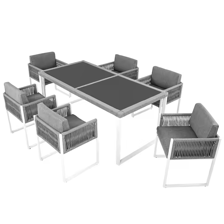 Juego de Mesa de Comedor de Cuerda, muebles de Jardín, juego de Mesa de Comedor de Jardín Para 6 - 1