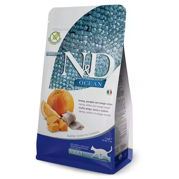 FARMINA N&D CAT OCEAN PUMPKIN ARENQUE 5KG / Alimento completo para gatos adultos - 1