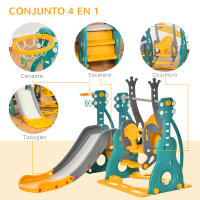 HOMCOM Tobogán Infantil con Columpio y Canasta de Baloncesto 3 en 1 para 18-36 Meses con Asiento Ajustable Parque Infantil para Interior y Exterior 152x149x107 cm Multicolor - details 3