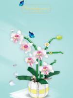 Juego De Construcción De Bloques De Orquídea En Maceta Juguete Educativo De Puzle Creativo Para Decoración De Escritorio Regalo Único Para Niños - details 0