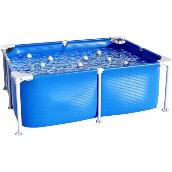 Piscina de metal con Mark rectangular Piscina plegable de 120/150/180 cm con Para extructura patio interior y exterior, fácil de Ensamble (150x105x45 cm) - 1