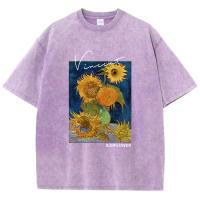 Camiseta De Algodón Van Gogh Con Impresión De Girasol Para Hombre Estampado Gráfico Camiseta Cool De Verano Talla Grande Manga Corta Para Diario - details 12