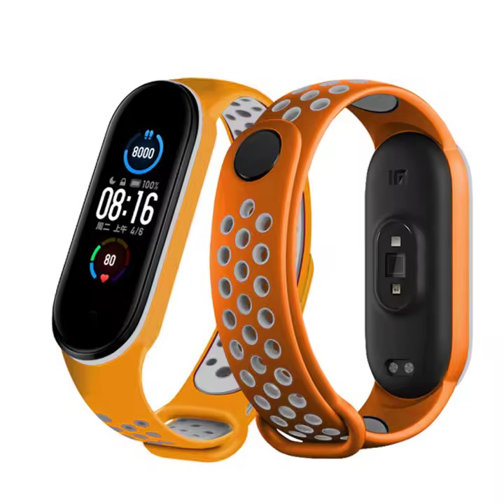 Correas de silicona deportiva para Xiaomi Mi Band 5 Mi Band 6 pulseras porosas ajustables con cierre de botón y tejido impermeable - 1