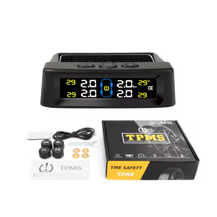 Alarma De Presión De Neumáticos Para Coche Con Pantalla Digital Colorida Y 4 Sensores Externos Impermeables Sistema De Monitoreo De Presión De Neumáticos Solar TPMS - 1