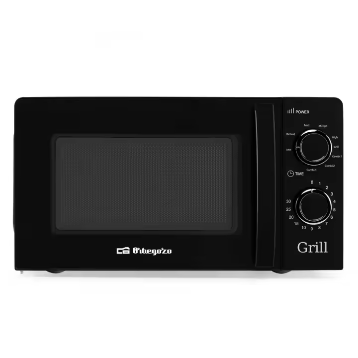 Orbegozo MIG 2131 Microondas con Grill con 20 litros de Capacidad, 5 Niveles de Funcionamiento y 3 Funciones combinadas, Temporizador hasta 30 Minutos, 700-900 W, 3600 W, 44 Decibeles, Acero, Negro - 1