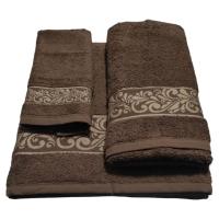 Juego de Toallas de Baño Color Chocolate con Cenefa Decorativa – Set de 3 Piezas de Lujo: Toalla de Baño, Manos y Facial | 100% Algodón Portugués 500 g/m² Suave y Absorbente | Certificado OEKO-TEX® | Ideal para Hogar o Regalo Elegante | Mercatienda.es - details 1