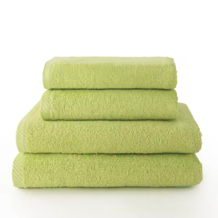 QUALITY TOWELS. Pack TOALLAS color LIMA. Fabricadas en algodón cardado de 420 grs/m2. Packs de diferentes tamaños. Muy suaves y absorbentes. - 1