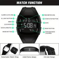 Reloj Digital Para Hombre Deportivo Al Aire Libre Resistente Al Agua Con Pantalla LED Y 5D Pedometro Contador Regulable Reloj Electrónico - details 3