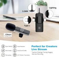 Micrófono Lavalier Inalámbrico 4 En 1 Para iPhone Y Android Con Entrada De 3.5mm Reducción De Ruido Profesional Para Radio Grabación En Vivo Y Conferencias - details 1