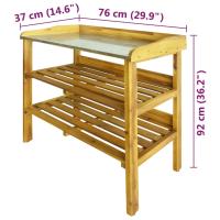 vidaXL Banco para macetas con 2 estantes madera maciza de acacia+zinc - details 5