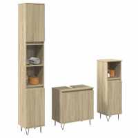 vidaXL Set muebles de baño 2 piezas madera contrachapada en color Gris hormigón/Roble Sonoma | almacenamiento funcional diseño moderno para baño dormitorio sala - details 1