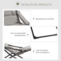 Outsunny 2 en 1 Silla de Camping Plegable Silla de Jardín Portátil con Cojín Acolchado Extraíble y Reposabrazos Marco de Acero para Terraza Playa Exterior 66x94x79 cm Gris - details 5