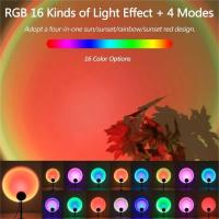 Proyector De Luz De Puesta De Sol Nueva 16 Colores Espectro Con Control Remoto USB Luz LED Dinámica Cambiante Para Dormitorio Casa Café - details 6