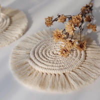Mantelera De Algodón Tejida a Mano Estilo Bohemio Con Borlas No Esmerilada Antideslizante Para Taza Alfombrilla De Mesa Decorativa - details 6