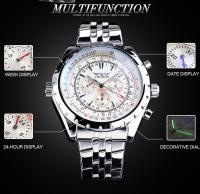Reloj Métrico Automático Para Hombre Jaragar Con Vidrio Antiglareante Luminoso Calendario Acero Inoxidable Deportivo Y De Negocios - details 3