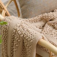 Manta De Punto En Color Caqui Gris Con Borlas Para Verano Manta Suave Y Cómoda De Viaje Para Sofá Y Cama Estilo Bohemio Y Chic - details 0