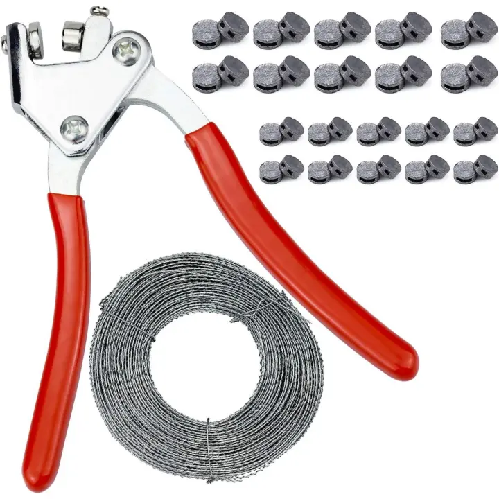 Kit de Bloqueo, Juntas y Alambres de Sellado para Caja de Donación, Alicates de Sellado, Sello de Plomo, (1x Abrazaderas de Cable +100 x 8mm Conductores + 30m de alambre de sellado) - 1