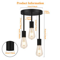Lámpara Colgante Vintage De 3 Luces E27 Soporte Semi-Enchufe Para Techo Moderno Para Dormitorio Sala De Estar Pasillo - details 19