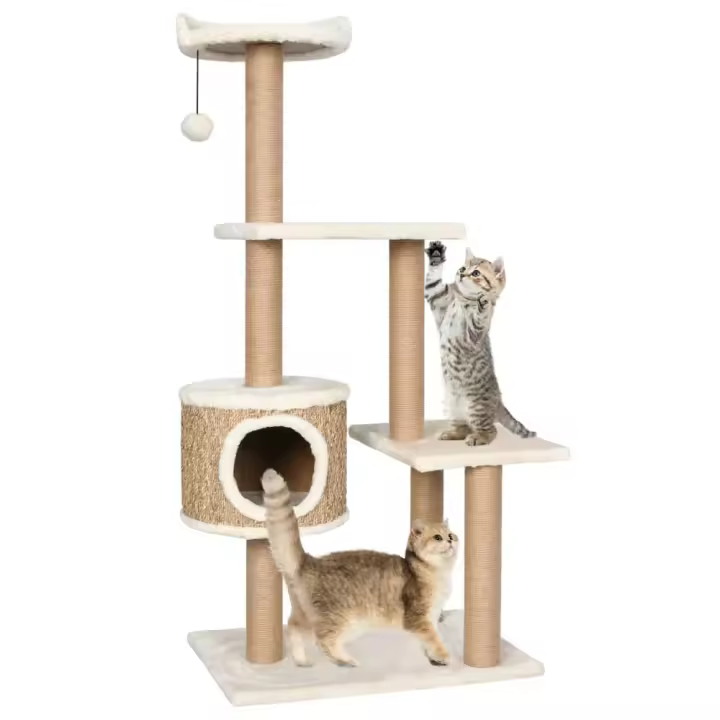 vidaXL ÁRBOL PARA GATOS CON POSTE RASCADOR 123 CM HIERBA MARINA - 1