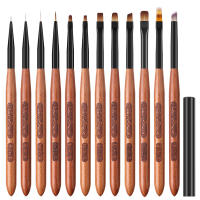 Set De Pinceles Para Arte De Uñas 12Pcs Liner Pincel Para Pintura De Uñas Acrílico UV Gel Ombre Manicure Espátula Herramienta Poli - details 0