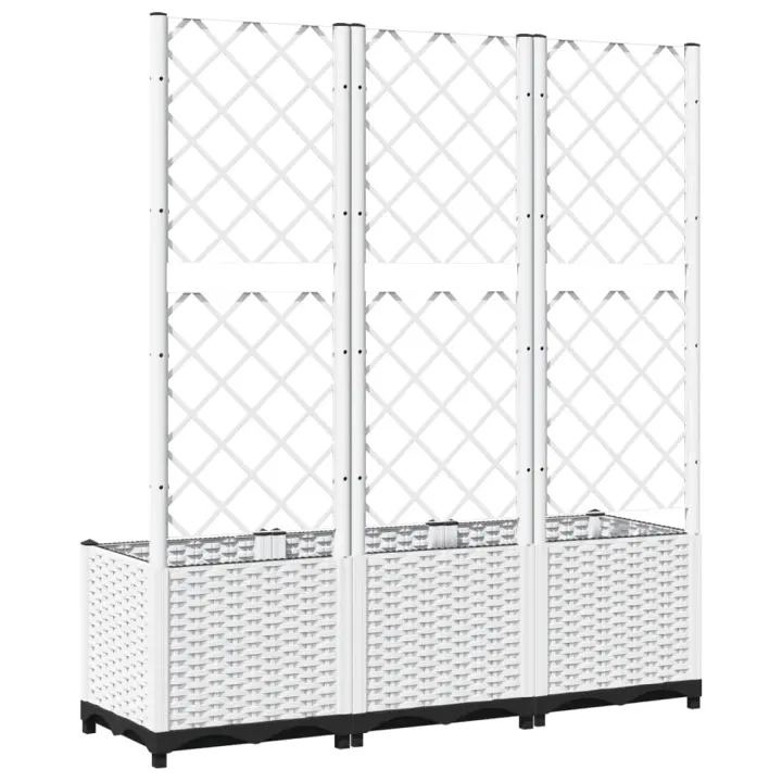 vidaXL Jardinera con enrejado PP blanco 120x40x136 cm - 1