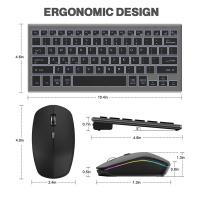 JOMAA Teclado Y Ratón Inalámbrico Bluetooth 2.4G Recargable Color Backlit Para Laptop Con Funciones Multimedia Y Resolución Óptica De 1600 DPI - details 4