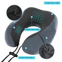 Artree | Almohada de viaje viscoelásta para cuello en forma de U (U-Pillow). Cojín de cuello de espuma para viajes en avión, tren, coche o el hogar. Almohada cervical - details 3