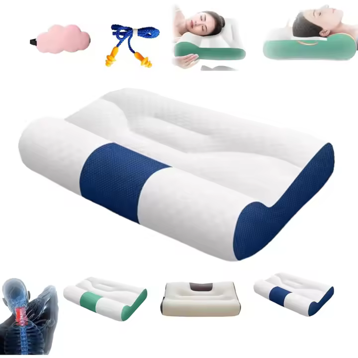 Almohada Pinnoize, almohada de plumón de ganso cómoda y con soporte cervical para dormir, almohada ergonómica de plumón de ganso para aliviar la tensión cervical, almohada de soporte cervical para dormir (1 unidad) - 1