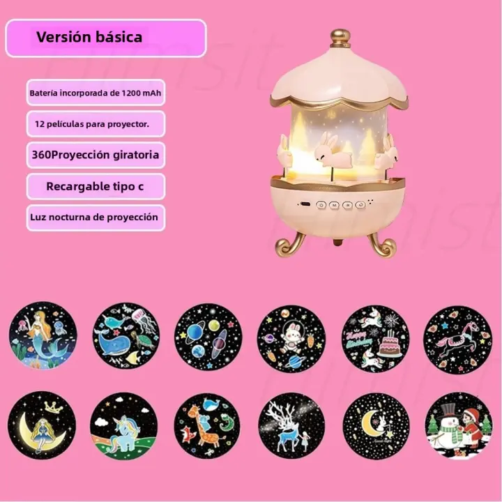 Proyector De Estrellas Para Niños Con Lámpara De Noche Y Altavoz Bluetooth 12 Películas Proyector De Techo Regalos Exquisitos Para Bebés - 1