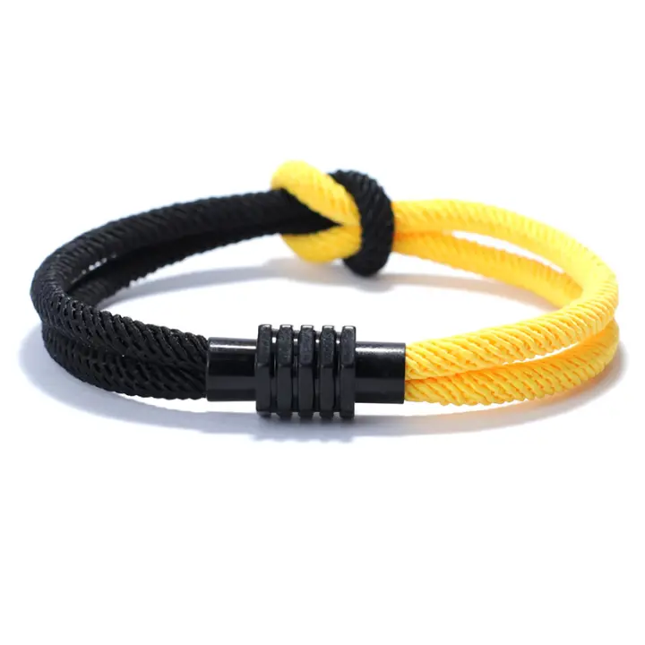 Pulsera Unisex De Bloque De Colores Ucraniano Amarillo Azul Cordón Pareja Amantes Regalo Cadena De Metal Pulsera De Encanto - 1