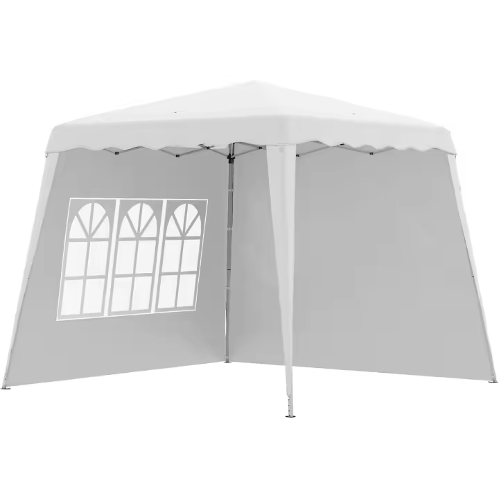 Carpa Plegable con 2 Paredes Laterales 3x3 m Cenador Pabellón de Jardín con Altura Ajustable y Bolsa de Transporte Protección UV50+ Impermeable Gazebo para Exterior Patio Blanco - 1
