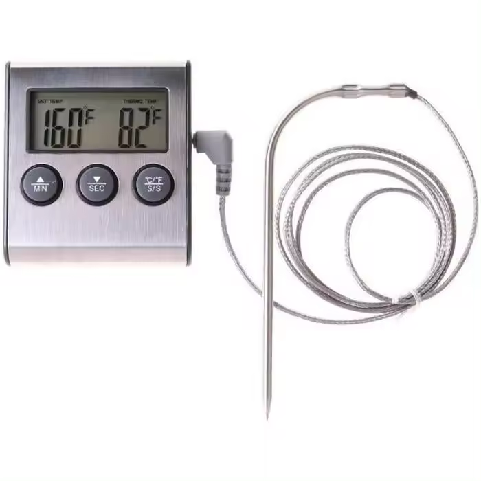 Termómetro de cocina de 0 a 300 ℃ con sonda, termómetro de Cocina y temporizador, termómetro digital con sonda para carne y barbacoa. - 1