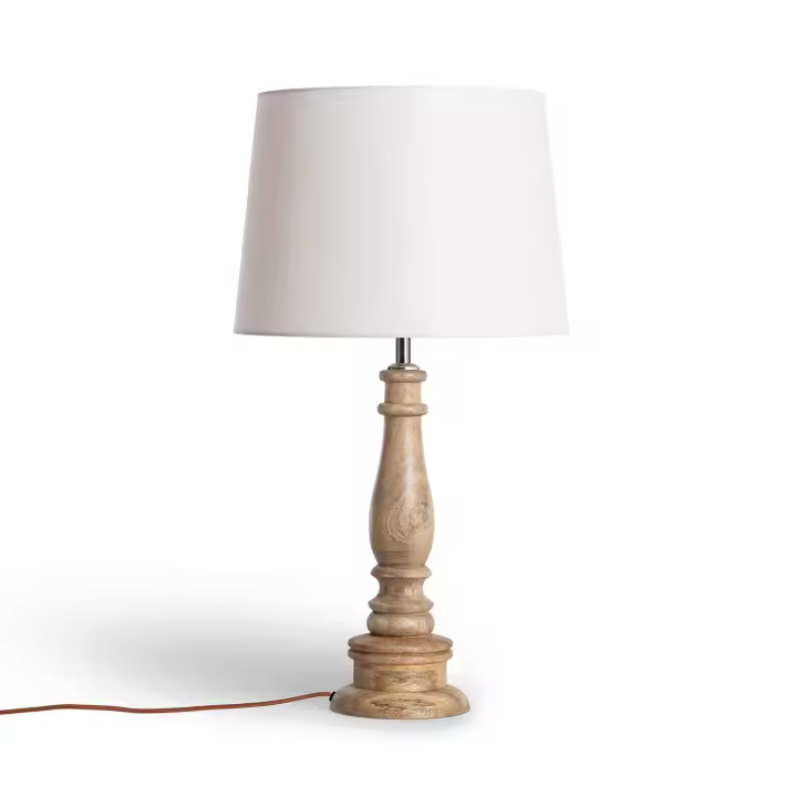 Ledkia Lámpara de Mesa Madera Dinka ILUZZIA Blanco Viejo - 1