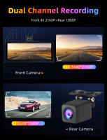 Cámara De Coche JMCQ 10.26" 4K Con Wireless Carplay Y Android Auto Lente Giratoria DVR De Doble Lente Grabadora De Video AI Con Visor Rearm Mirador - details 6