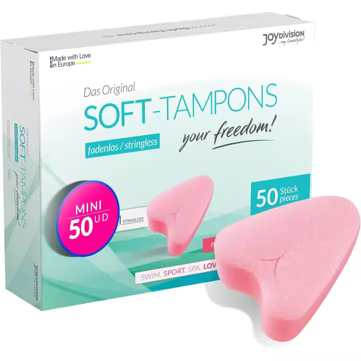 JOYDIVISION SOFT TAMPONES ORIGINALES MINI (50 Unid)I Tampones sin cordón para deporte, natación y spa I Esponjas menstruales ultra suaves I Inserción y extracción fáciles I Soft tampón sin cordón - 1