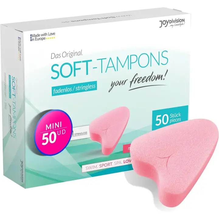 JOYDIVISION SOFT TAMPONES ORIGINALES MINI (50 Unid)I Tampones sin cordón para deporte, natación y spa I Esponjas menstruales ultra suaves I Inserción y extracción fáciles I Soft tampón sin cordón - 1